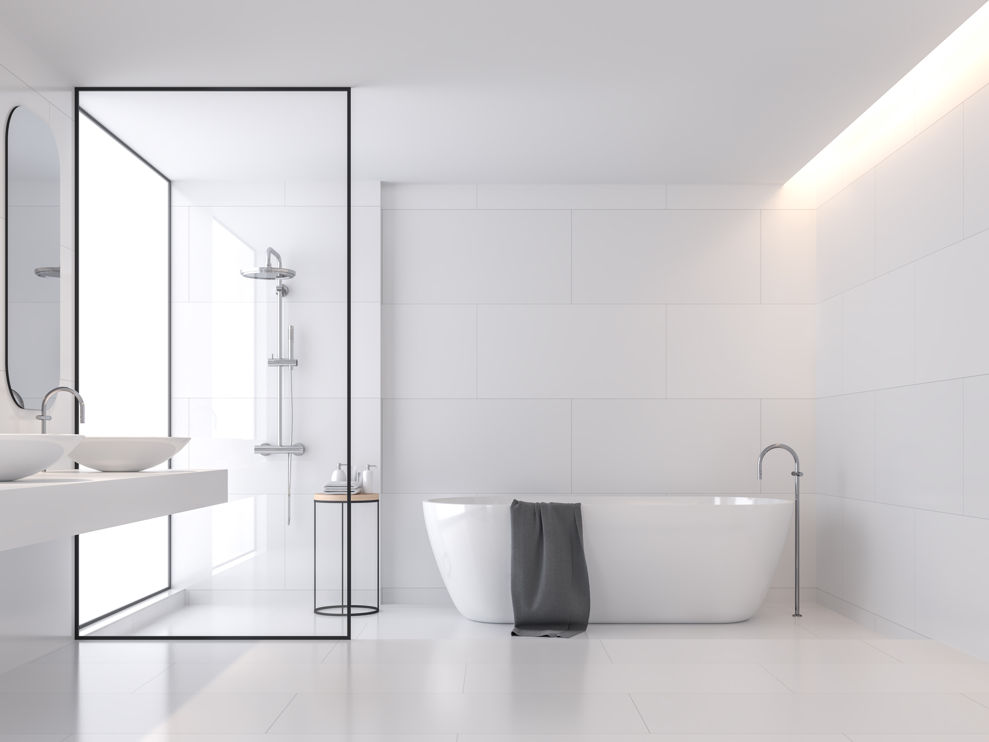 baño blanco de estilo minimalista